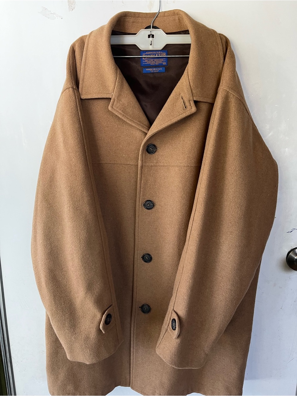Preppy fisherman gorpcore utility Pendleton Men's Brown Wool tan Coat XL